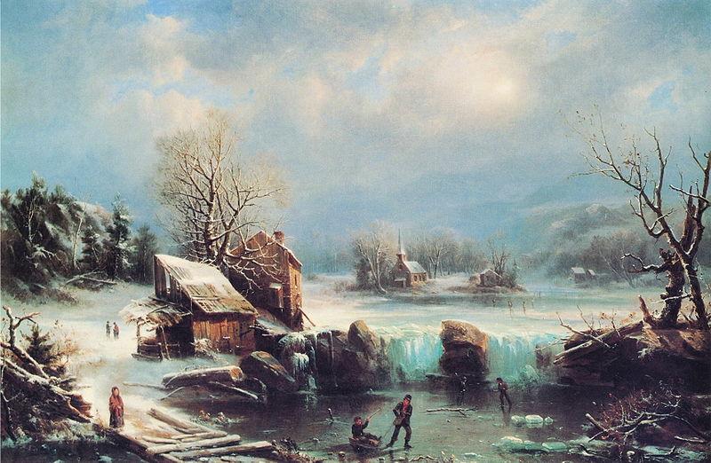 unknow artist Mid-Winter Moonlight China oil painting art
